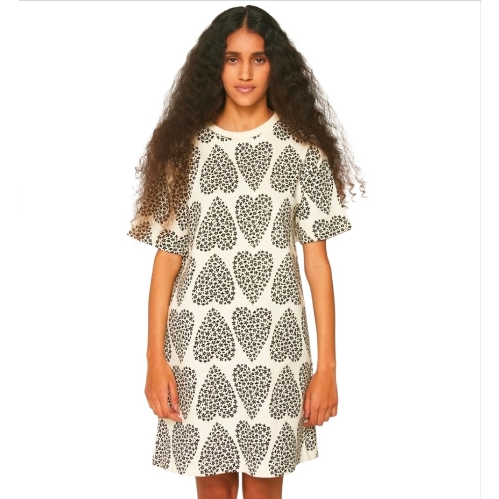 Compañia Fantastica Cottagecore Flower Heart Crewneck Sweatshirt Dress. Size XS